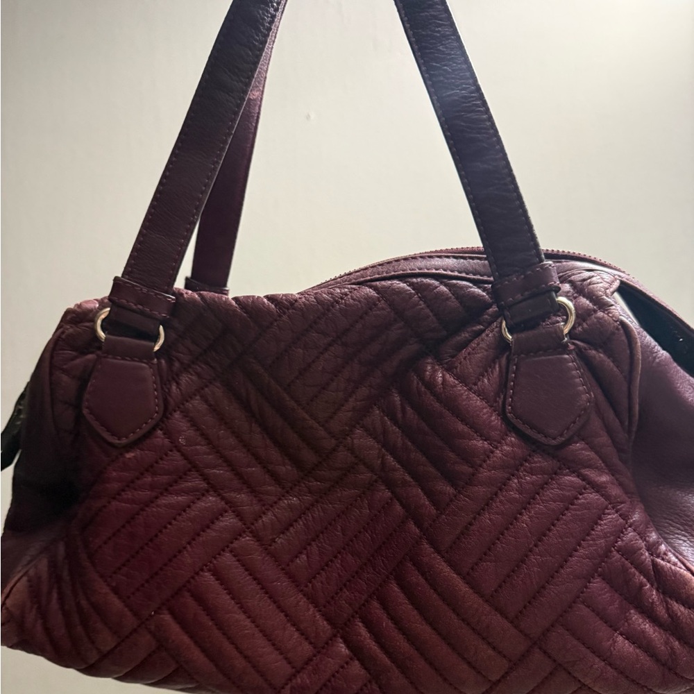 Cole Haan Quilted Leather Handbag - Burgundy
